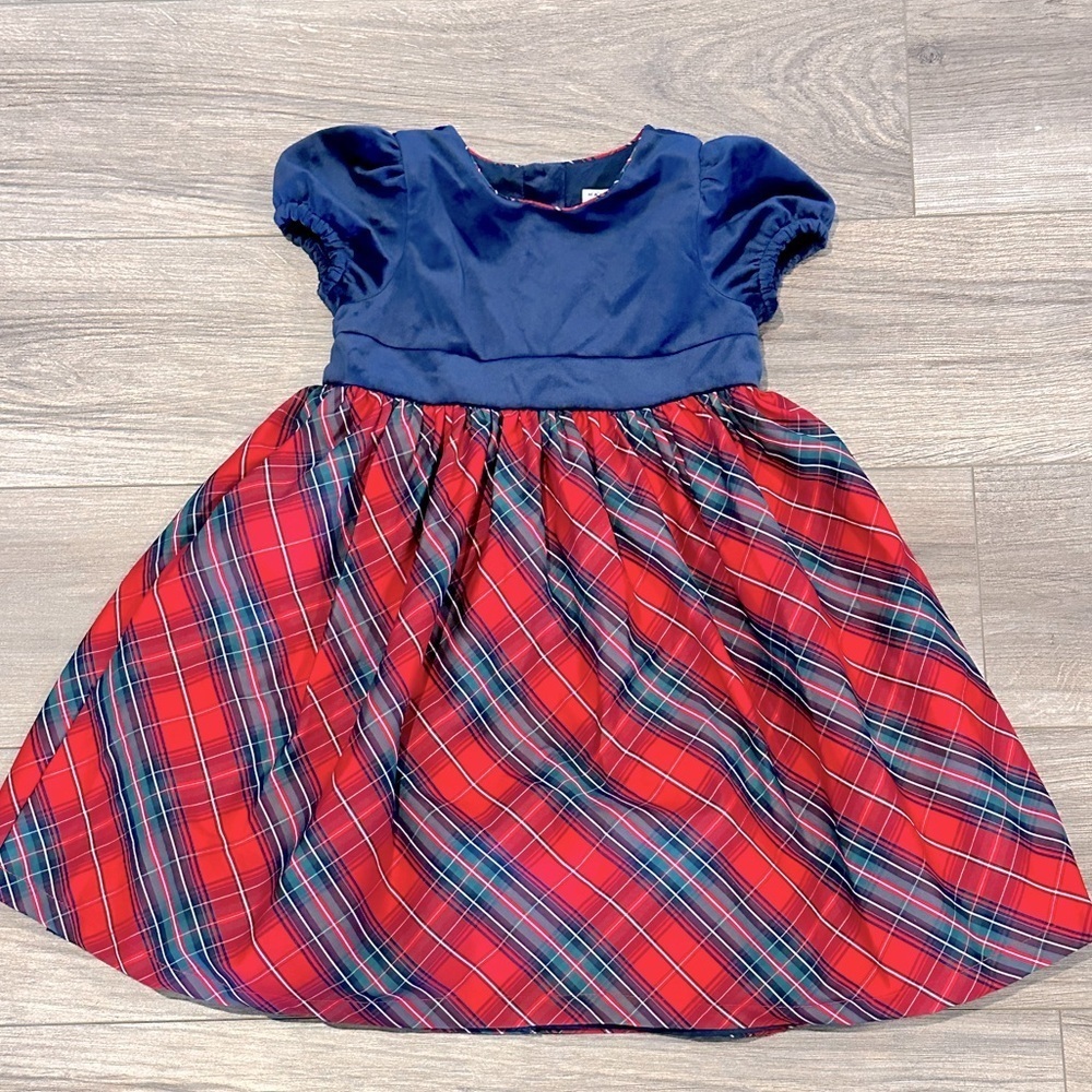 Max Studio Girls 6 Blue Velvet and Red Tartan Plaid Dress
